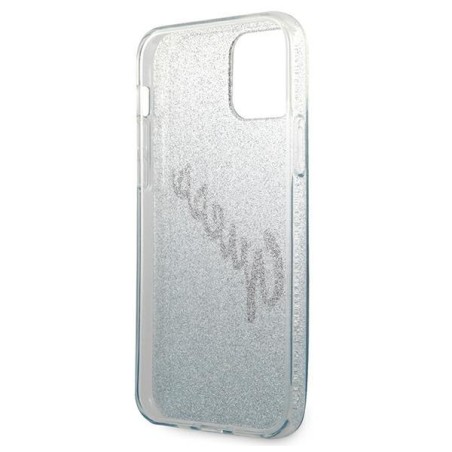 Guess Glitter Gradient Script dėklas, skirtas iPhone 12 Pro Max - mėlynas Guess Glitter Gradient Script dėklas, skirtas iPhone 12 Pro Max - mėlynas