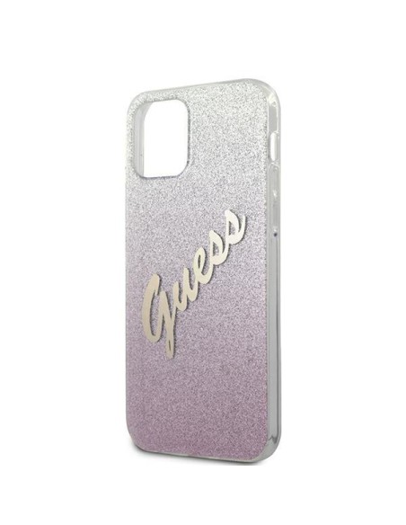 Guess Glitter Gradient Script dėklas, skirtas iPhone 12 Pro Max - rožinis Guess Glitter Gradient Script dėklas, skirtas iPhone 12 Pro Max - rožinis