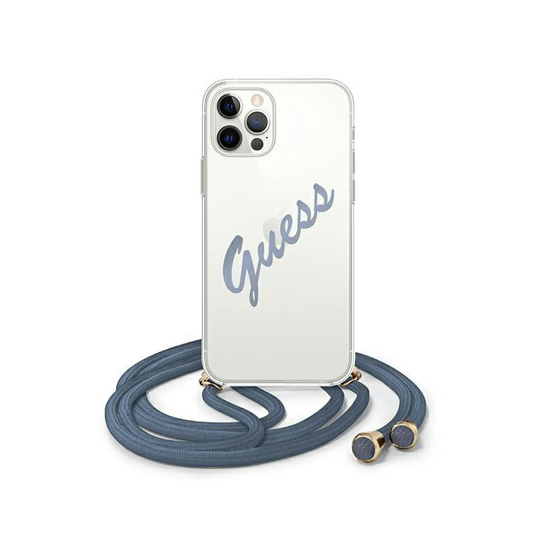 Guess Script Vintage dėklas, skirtas iPhone 12 / iPhone 12 Pro - mėlynas Guess Script Vintage dėklas, skirtas iPhone 12 / iPhone 12 Pro - mėlynas