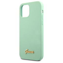 Guess Metal Logo Script dėklas, skirtas iPhone 12 / iPhone 12 Pro - žalias