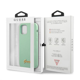 Guess Metal Logo Script dėklas, skirtas iPhone 12 / iPhone 12 Pro - žalias