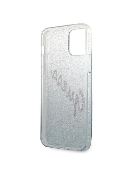 Guess Glitter Gradient Script dėklas, skirtas iPhone 12 / iPhone 12 Pro - mėlynas Guess Glitter Gradient Script dėklas, skirtas iPhone 12 / iPhone 12 Pro - mėlynas