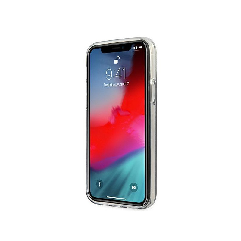Guess Glitter Gradient Script dėklas, skirtas iPhone 12 / iPhone 12 Pro - auksinis