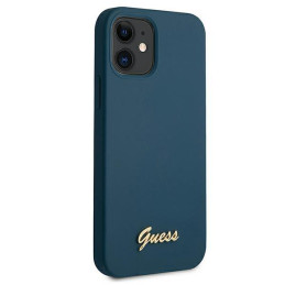 Guess Metal Logo Script dėklas iPhone 12 mini - mėlynas