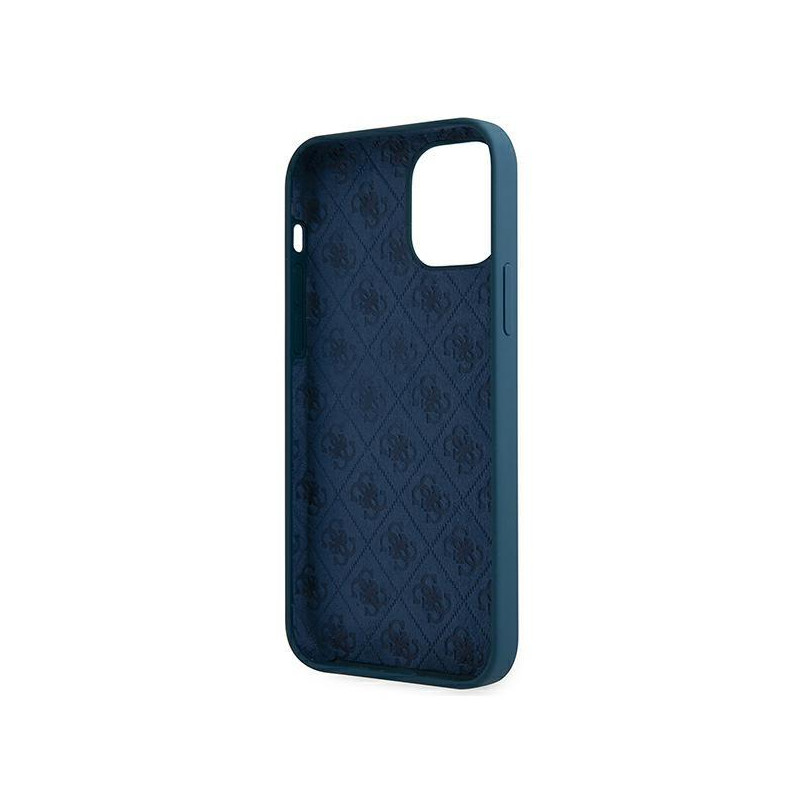 Guess Metal Logo Script dėklas iPhone 12 mini - mėlynas