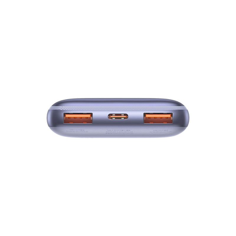 Bipow Pro maitinimo blokas 10000mAh 20W + USB laidas 3A 0,3m violetinė