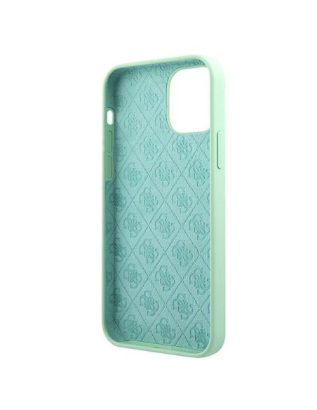 Guess Metal Logo Script dėklas iPhone 12 mini - žalias Guess Metal Logo Script dėklas iPhone 12 mini - žalias