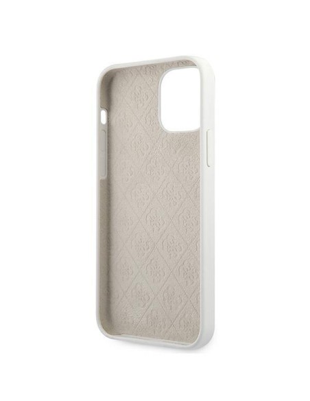 Guess Metal Logo Script dėklas iPhone 12 mini - baltas