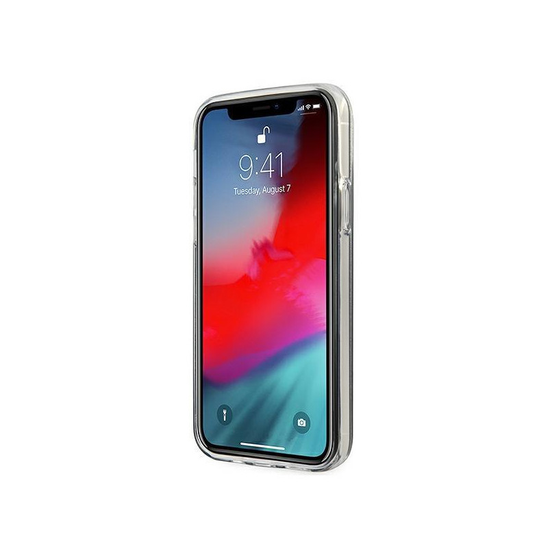 Guess Glitter Gradient Script dėklas iPhone 12 mini - juodas