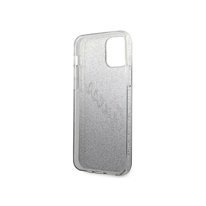 Guess Glitter Gradient Script dėklas iPhone 12 mini - juodas