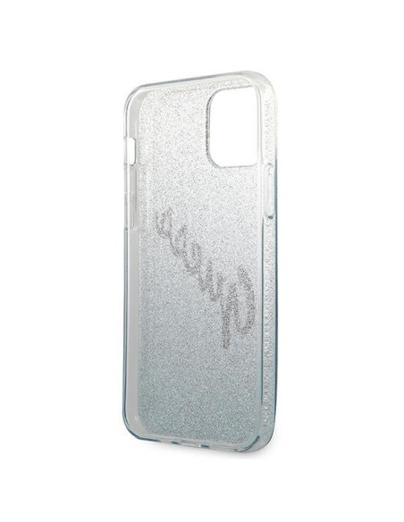Guess Glitter Gradient Script dėklas iPhone 12 mini - mėlynas Guess Glitter Gradient Script dėklas iPhone 12 mini - mėlynas