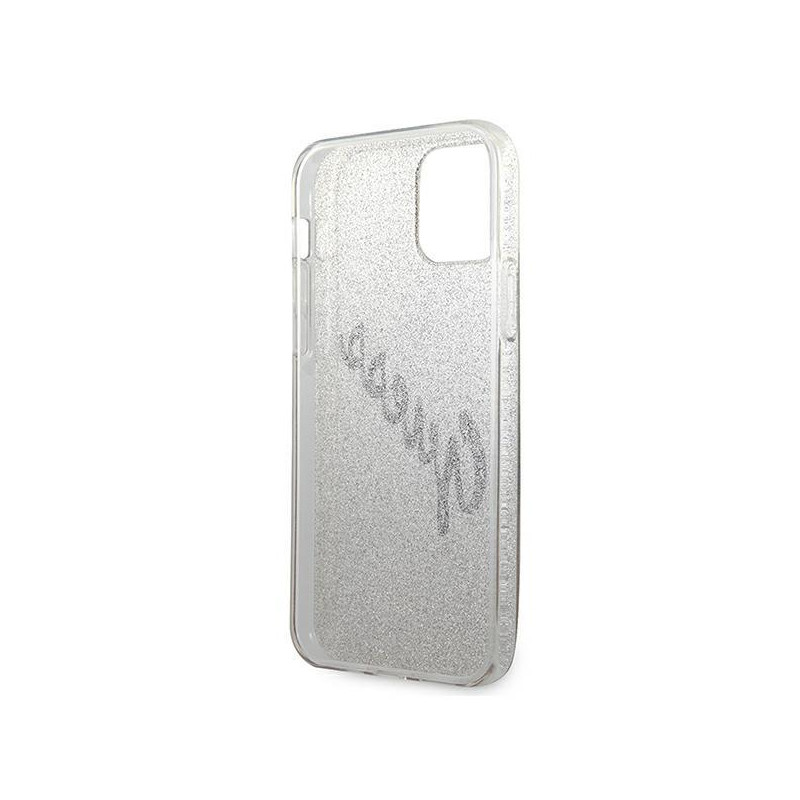 Guess Glitter Gradient Script dėklas iPhone 12 mini - auksinis