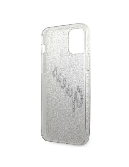 Guess Glitter Gradient Script dėklas iPhone 12 mini - auksinis Guess Glitter Gradient Script dėklas iPhone 12 mini - auksinis