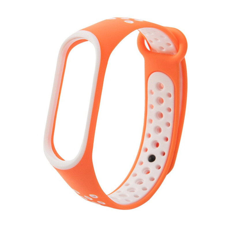 Pakaitinis silikoninis apyrankės dirželis, skirtas Xiaomi Mi Band 4 / Mi Band 3 taškais, oranžinė/ balta