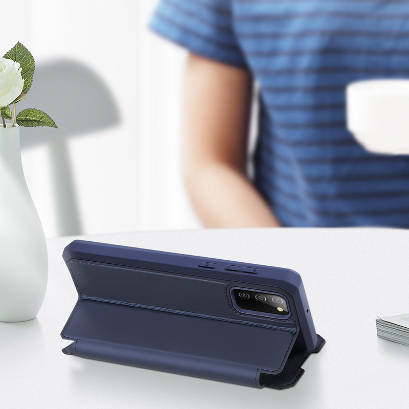 DUX DUCIS Skin X dėklo dėklo dėklas su atvartu, skirtas Samsung Galaxy A02s EU blue