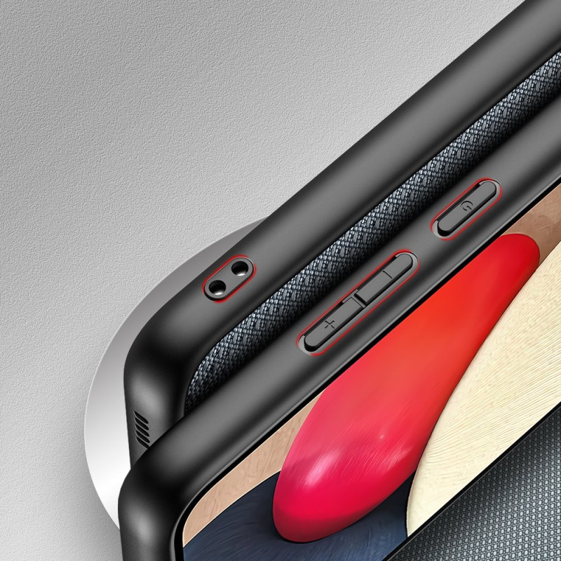 Dux Ducis Fino dėklo dangtelis, padengtas nailono medžiaga, skirtas Samsung Galaxy A02s EU pilka spalva