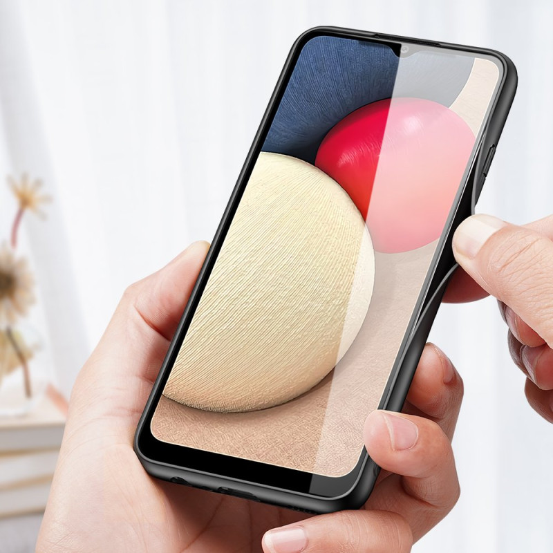 Dux Ducis Fino dėklo dangtelis, padengtas nailono medžiaga, skirtas Samsung Galaxy A02s EU pilka spalva