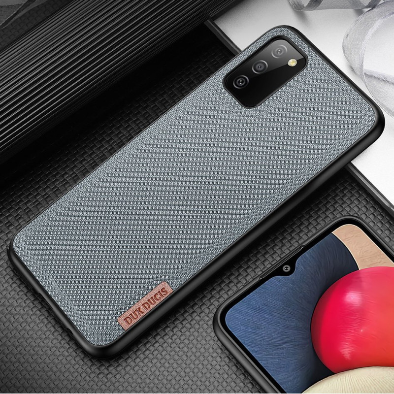 Dux Ducis Fino dėklo dangtelis, padengtas nailono medžiaga, skirtas Samsung Galaxy A02s EU pilka spalva
