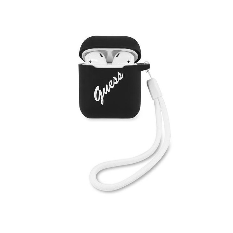 Guess Silicone Vintage dėklas, skirtas AirPods 1/ 2 – juodai baltas