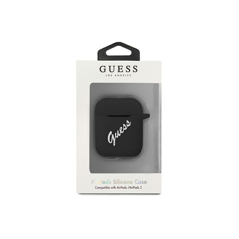 Guess Silicone Vintage dėklas, skirtas AirPods 1/ 2 – juodai baltas