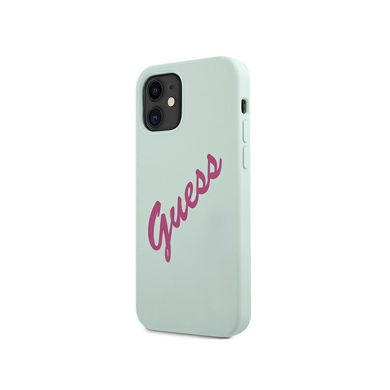 Guess Silicone Vintage dėklas iPhone 12 mini - mėlynos ir rožinės spalvos