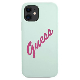 Guess Silicone Vintage dėklas iPhone 12 mini - mėlynos ir rožinės spalvos