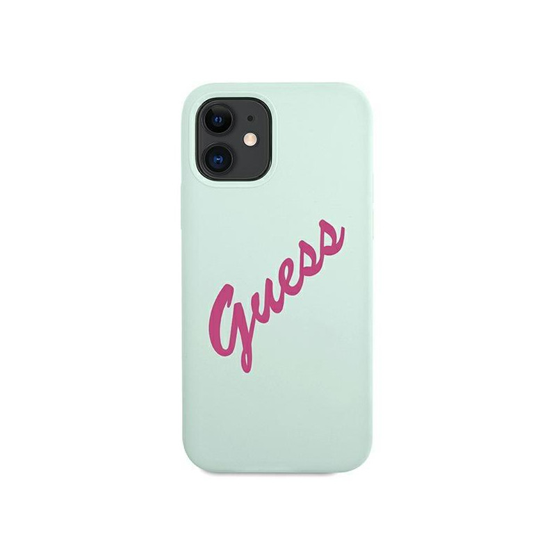 Guess Silicone Vintage dėklas iPhone 12 mini - mėlynos ir rožinės spalvos