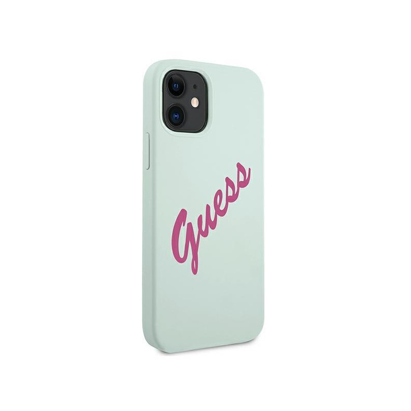 Guess Silicone Vintage dėklas iPhone 12 mini - mėlynos ir rožinės spalvos