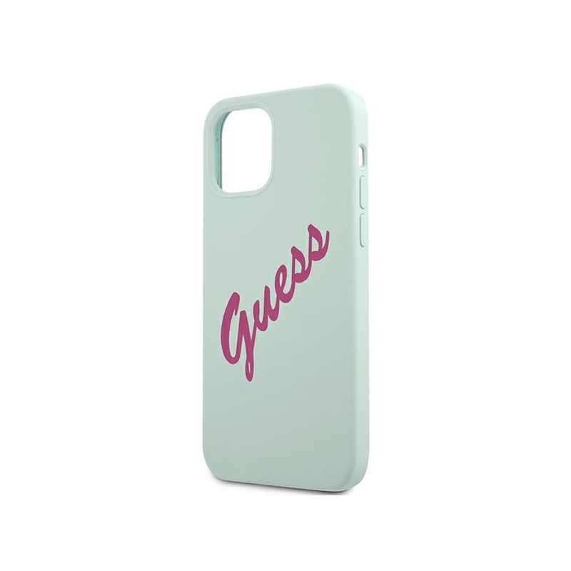 Guess Silicone Vintage dėklas iPhone 12 mini - mėlynos ir rožinės spalvos