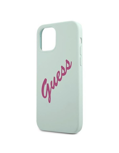 Guess Silicone Vintage dėklas iPhone 12 mini - mėlynos ir rožinės spalvos Guess Silicone Vintage dėklas iPhone 12 mini - mėlynos ir rožinės spalvos