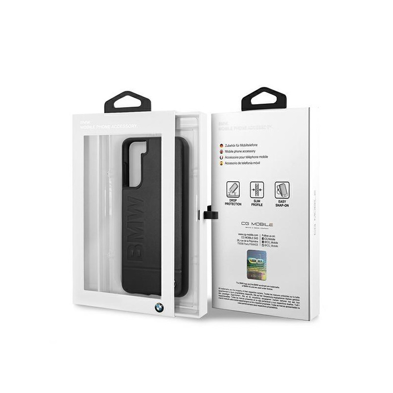 BMW Signature Logo Imprint dėklas, skirtas Samsung Galaxy S21+ - juodas
