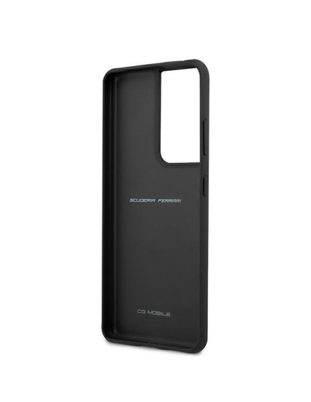 Ferrari Off Track Leather Nylon Stripe dėklas, skirtas Samsung Galaxy S21 Ultra - raudonas Ferrari Off Track Leather Nylon Stripe dėklas, skirtas Samsung Galaxy S21 Ultra - raudonas