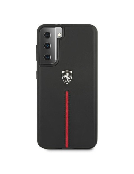 Ferrari Off Track Leather Nylon Stripe dėklas, skirtas Samsung Galaxy S21+ - juodas Ferrari Off Track Leather Nylon Stripe dėklas, skirtas Samsung Galaxy S21+ - juodas