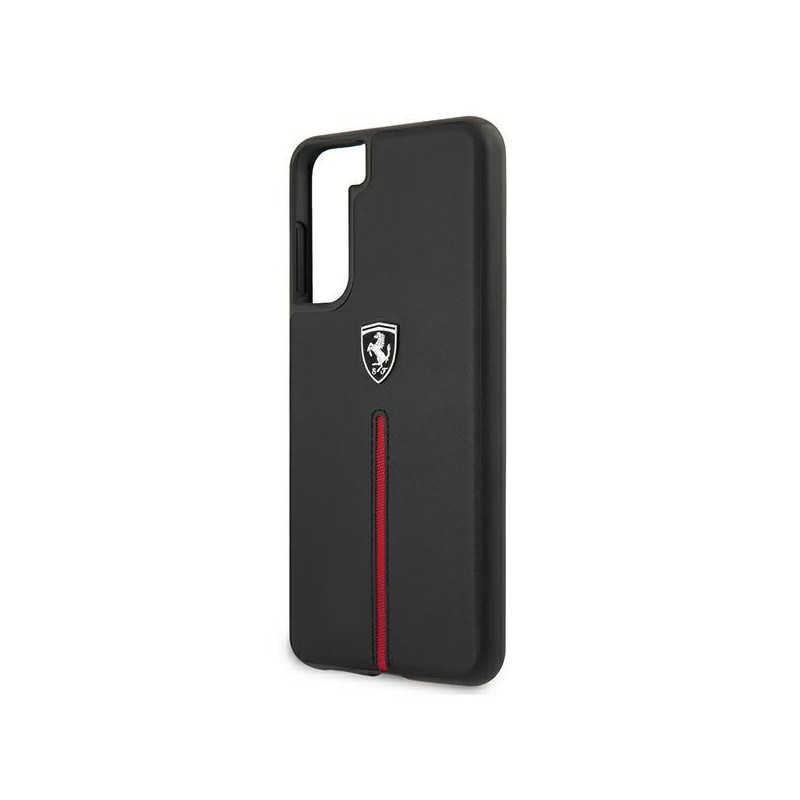 Ferrari Off Track Leather Nylon Stripe dėklas, skirtas Samsung Galaxy S21+ - juodas