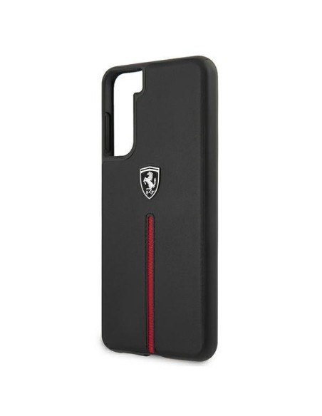 Ferrari Off Track Leather Nylon Stripe dėklas, skirtas Samsung Galaxy S21+ - juodas Ferrari Off Track Leather Nylon Stripe dėklas, skirtas Samsung Galaxy S21+ - juodas