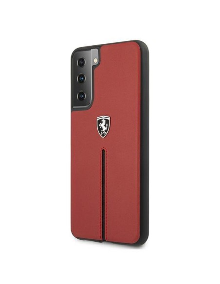 Ferrari Off Track Leather Nylon Stripe dėklas, skirtas Samsung Galaxy S21 - raudonas Ferrari Off Track Leather Nylon Stripe dėklas, skirtas Samsung Galaxy S21 - raudonas