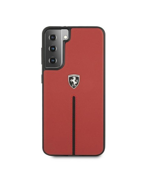 Ferrari Off Track Leather Nylon Stripe dėklas, skirtas Samsung Galaxy S21 - raudonas Ferrari Off Track Leather Nylon Stripe dėklas, skirtas Samsung Galaxy S21 - raudonas
