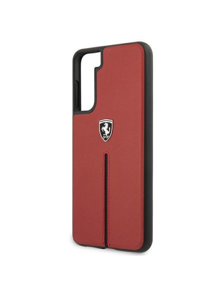 Ferrari Off Track Leather Nylon Stripe dėklas, skirtas Samsung Galaxy S21 - raudonas Ferrari Off Track Leather Nylon Stripe dėklas, skirtas Samsung Galaxy S21 - raudonas