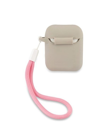 Guess Silicone Vintage dėklas, skirtas AirPods 1/ 2 – pilka ir rožinė