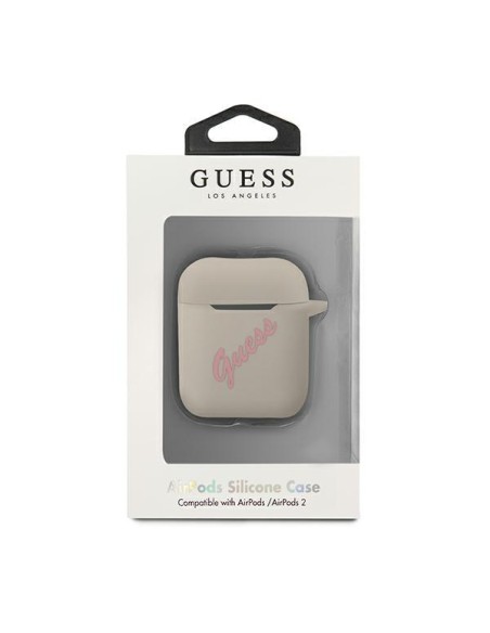 Guess Silicone Vintage dėklas, skirtas AirPods 1/ 2 – pilka ir rožinė