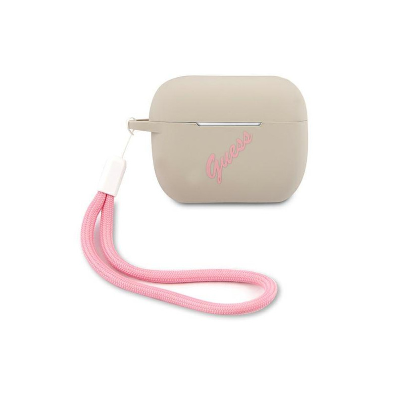 Guess Silicone Vintage dėklas, skirtas AirPods Pro – pilkas ir rožinis