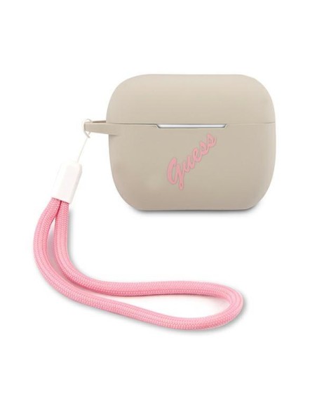 Guess Silicone Vintage dėklas, skirtas AirPods Pro – pilkas ir rožinis