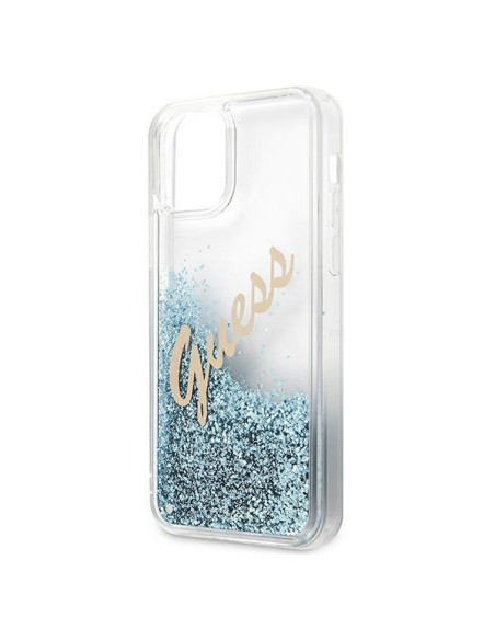 Guess Glitter Vintage Script dėklas, skirtas iPhone 12 Pro Max – mėlynas Guess Glitter Vintage Script dėklas, skirtas iPhone 12 Pro Max – mėlynas