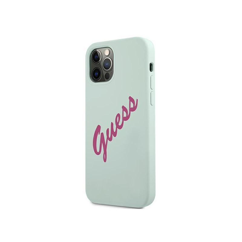 Guess Silicone Vintage dėklas, skirtas iPhone 12 Pro Max - mėlynos ir rožinės spalvos
