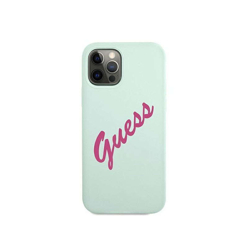 Guess Silicone Vintage dėklas, skirtas iPhone 12 Pro Max - mėlynos ir rožinės spalvos