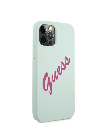 Guess Silicone Vintage dėklas, skirtas iPhone 12 Pro Max - mėlynos ir rožinės spalvos Guess Silicone Vintage dėklas, skirtas iPhone 12 Pro Max - mėlynos ir rožinės spalvos