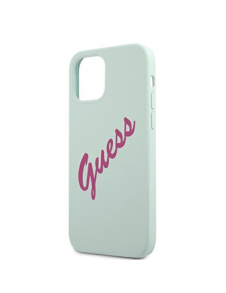 Guess Silicone Vintage dėklas, skirtas iPhone 12 Pro Max - mėlynos ir rožinės spalvos Guess Silicone Vintage dėklas, skirtas iPhone 12 Pro Max - mėlynos ir rožinės spalvos