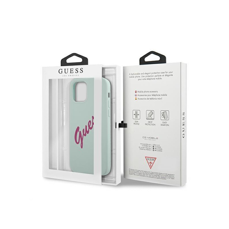 Guess Silicone Vintage dėklas, skirtas iPhone 12 Pro Max - mėlynos ir rožinės spalvos
