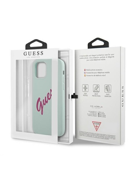 Guess Silicone Vintage dėklas, skirtas iPhone 12 Pro Max - mėlynos ir rožinės spalvos Guess Silicone Vintage dėklas, skirtas iPhone 12 Pro Max - mėlynos ir rožinės spalvos