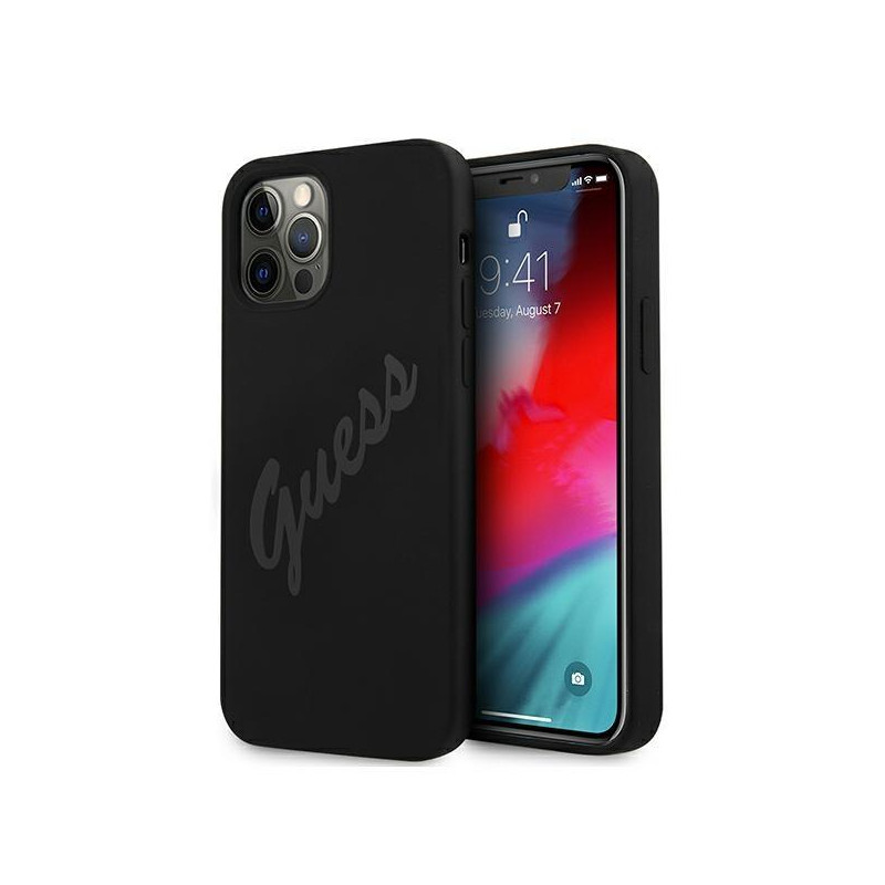 Guess Script Vintage dėklas, skirtas iPhone 12 Pro Max - juodas Guess Script Vintage dėklas, skirtas iPhone 12 Pro Max - juodas